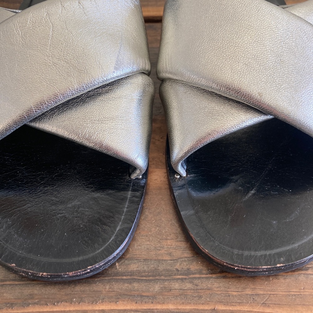 Rag & Bone Keaton Slide Size 6. Silver Leather Sa… - image 3